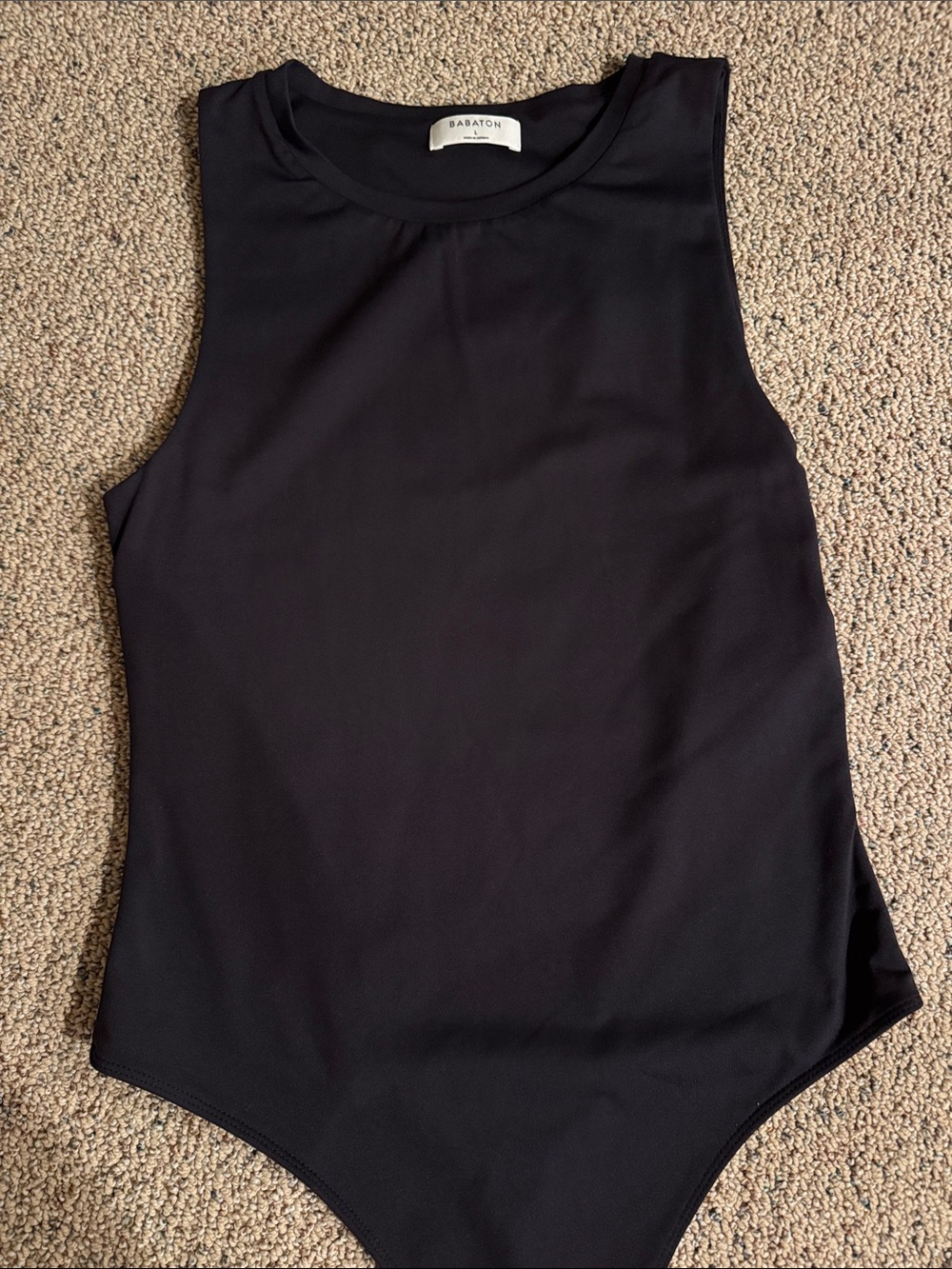 Babaton Black Sleeveless Crew-Neck Bodysuit